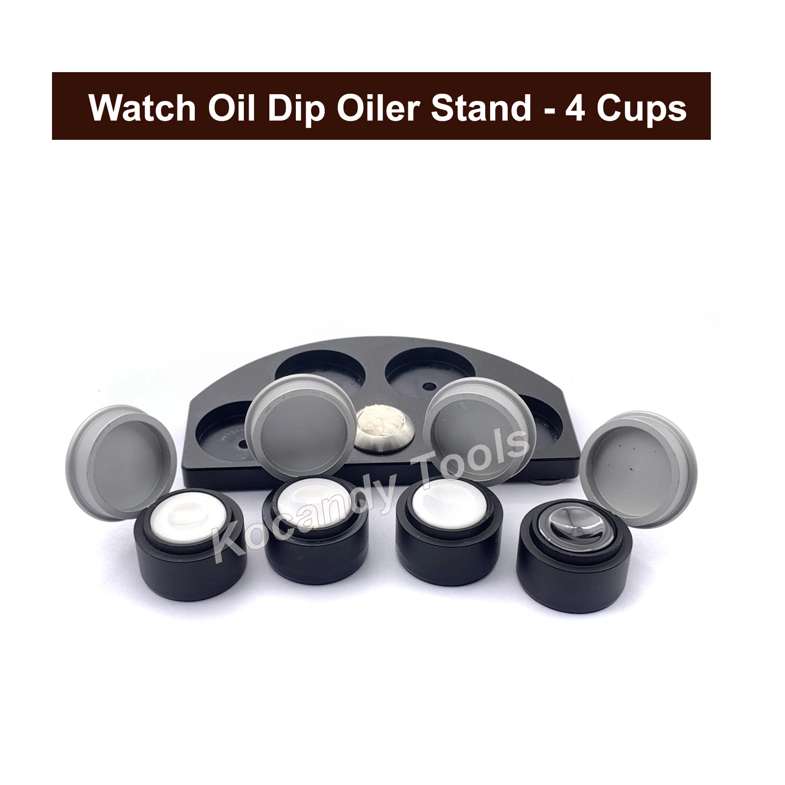 Watch Oil Dip Oiler Stand Die-Cast  4 Oiler Dishes with Cover Watchmaker Repair Tools