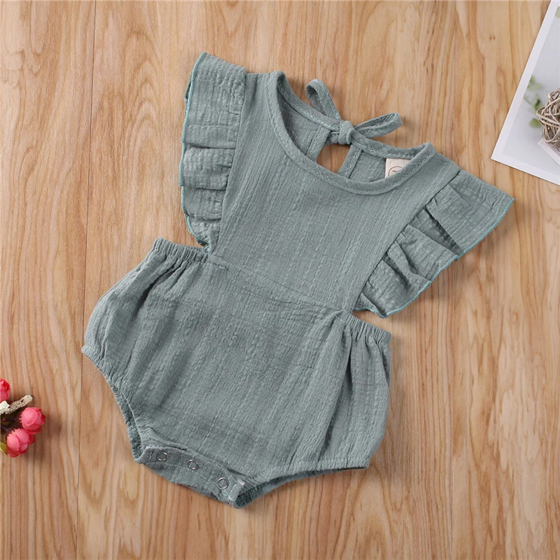 Комбинезон для новорожденных без рукавов с оборками на возраст 0-24 месяца | Мать и