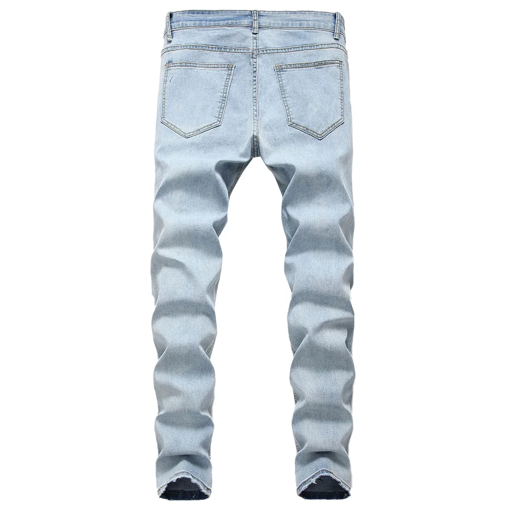 

Denim Pants Men Clothing Sexy Badge Hole Pencil Pants Fashion Streetwear Long Trousers Skinny Jeans Men Pants