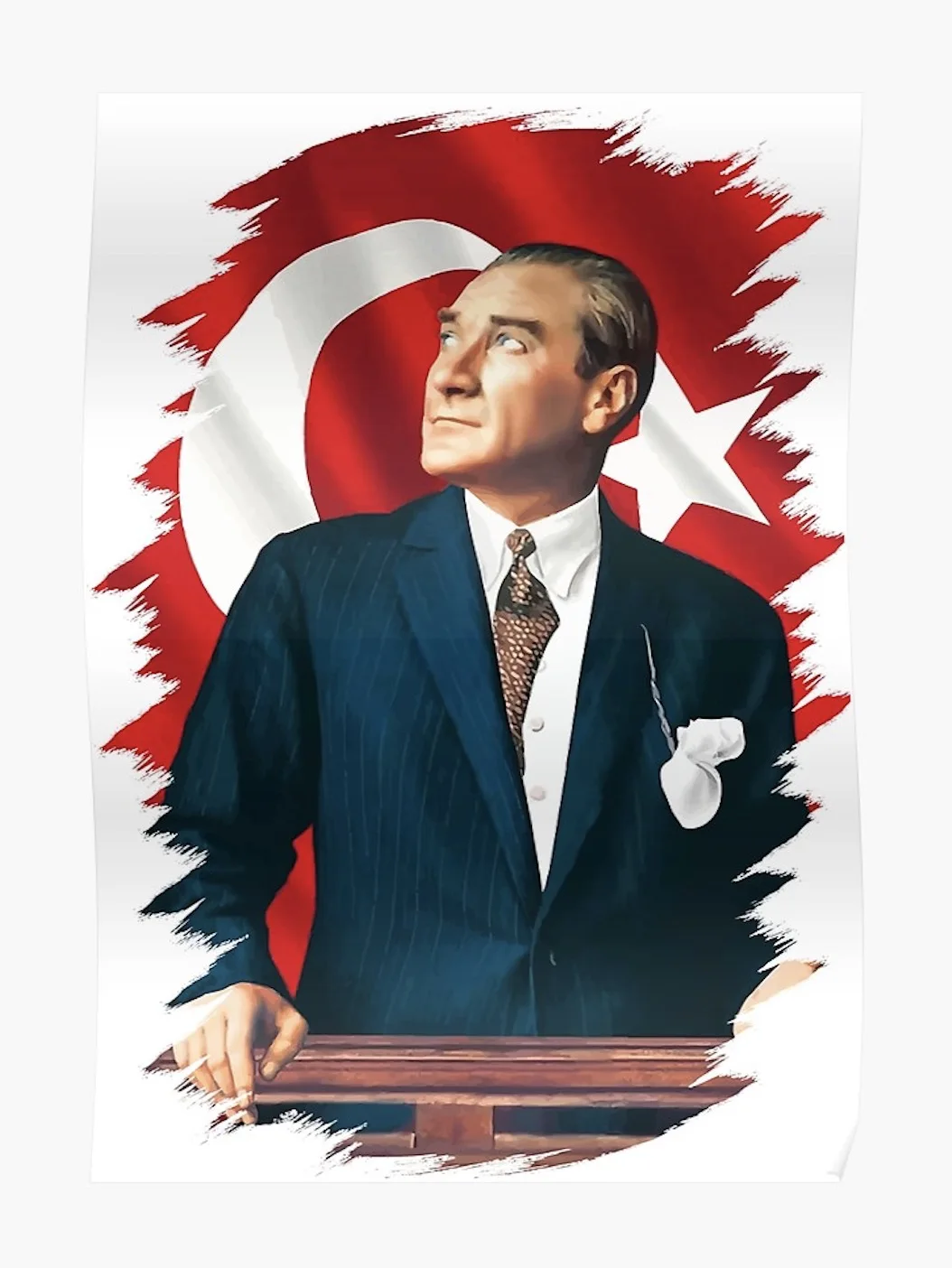 Стандартный портрет Mustafa kemale Ataturk турецкий лидер декоративный постер настенный холст стикер декор домашнего бара подарок
