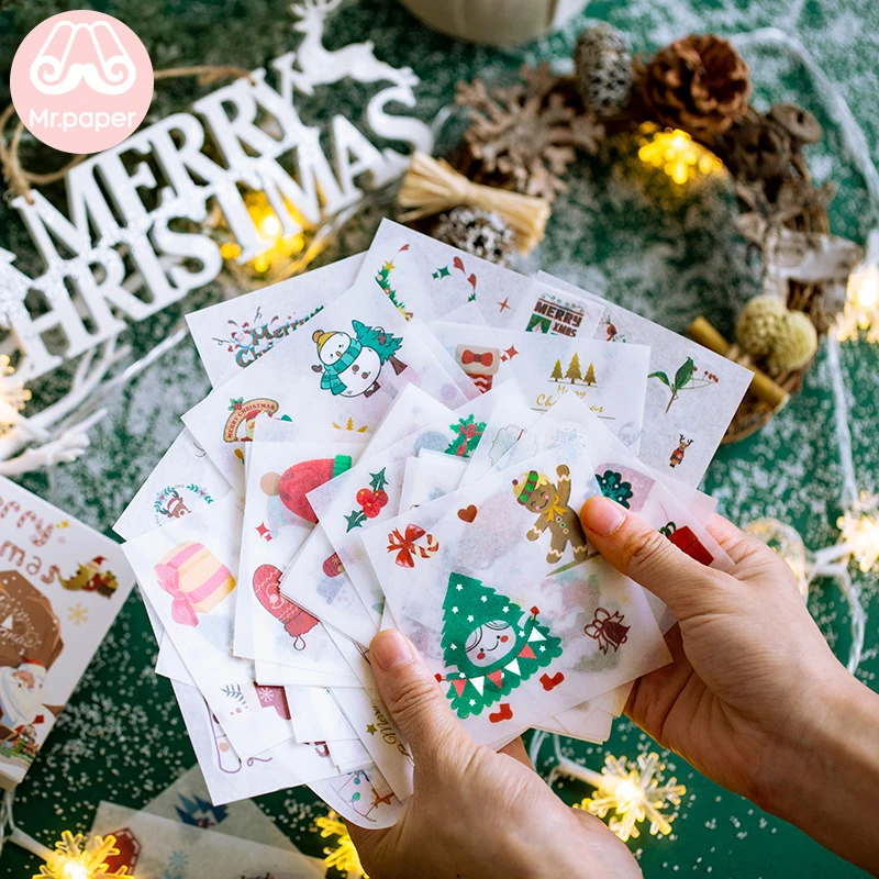 Mr. Бумага 50 шт./кор. Счастливого Рождества Обычная лист деко наклейки Санта Клаус