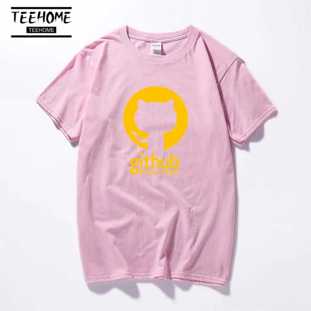 Мужская футболка с забавным принтом gitub Cat летние мягкие хлопковые футболки