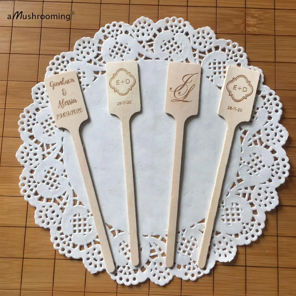 Рустикальное свадебное название коктейльные мешалки на заказ выгравированный
