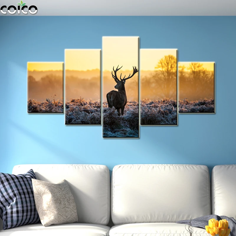 

5 Panel Deer Animal Art Posters Print Canvas Painting 5 piece Morden Modular Picture Home Decorative Decor Wall Art Painting