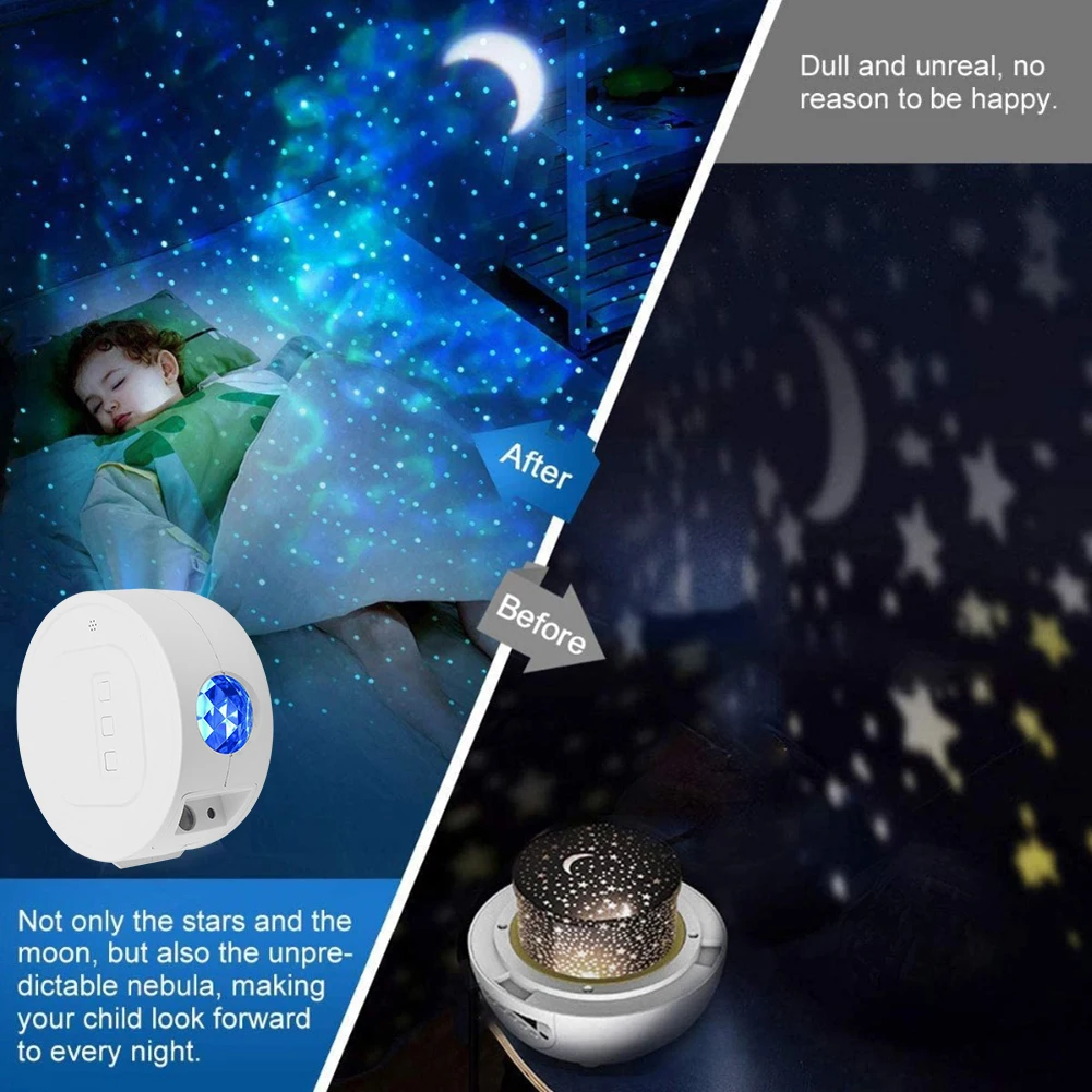

Star Moon Sky LED Projector Light Kid Bedroom Remote Control USB Night Lamp 6 Colors Ocean Wave Water Wave Children Kids Night