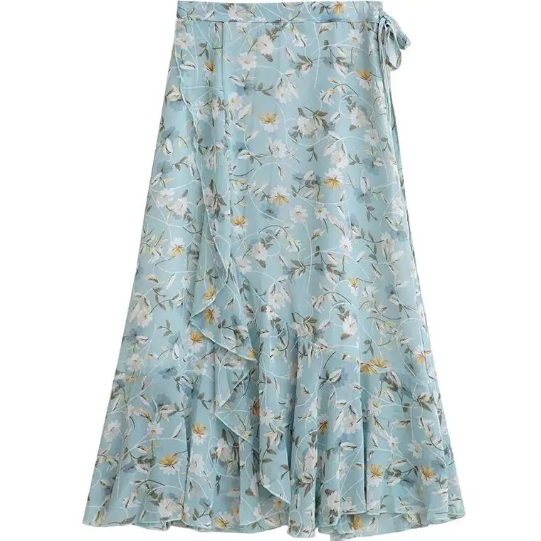 Женская летняя юбка макси с цветочным принтом и высокой талией| |