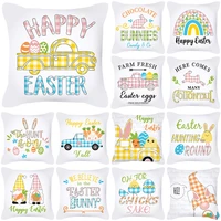 easter home decor cushion cover 18x18in flower basket easter bunny dwarf printed pillow cover living room pillowcase for couch