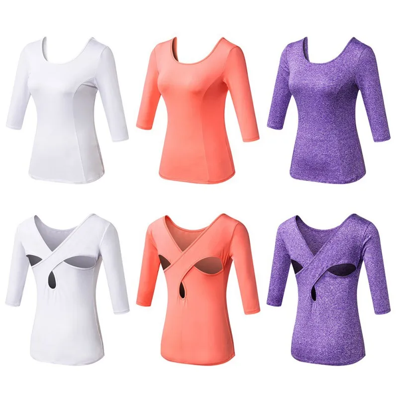 

women shirt quick-dry Wicking Running Workout Slim Activewear sports top Breathable Long Sleeve Loose Yoga W1