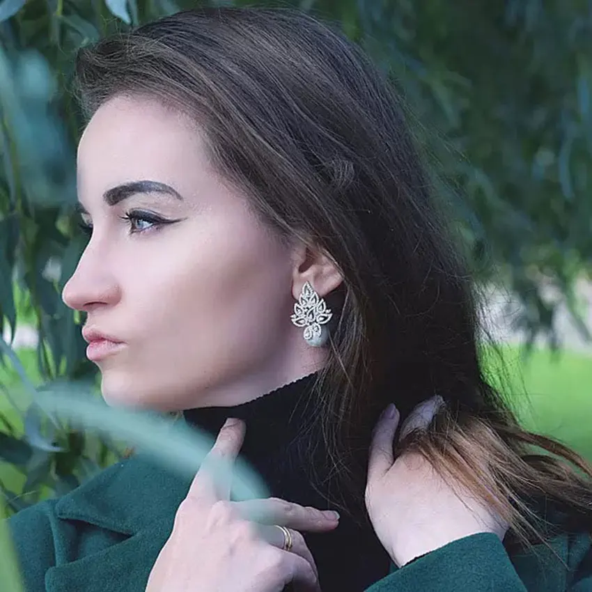 RAKOL имитация жемчуга коллекция листьев полный микро кубического циркония Проложить для женщин Свадебные обручение серьги ювелирные изделия наркомания RE622905