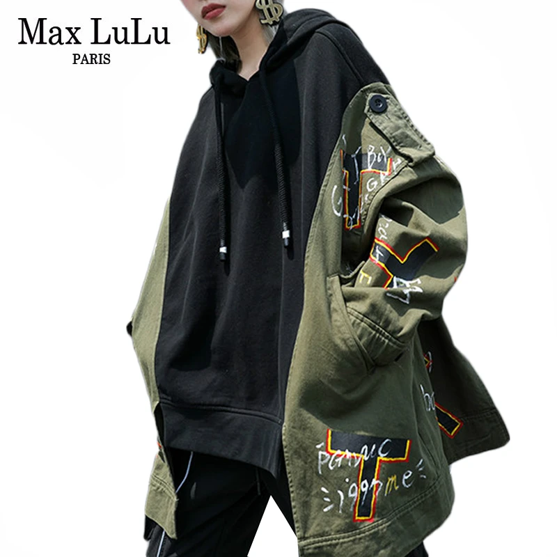 Женская куртка в стиле милитари Max LuLu винтажная Длинная ветровка Корейском