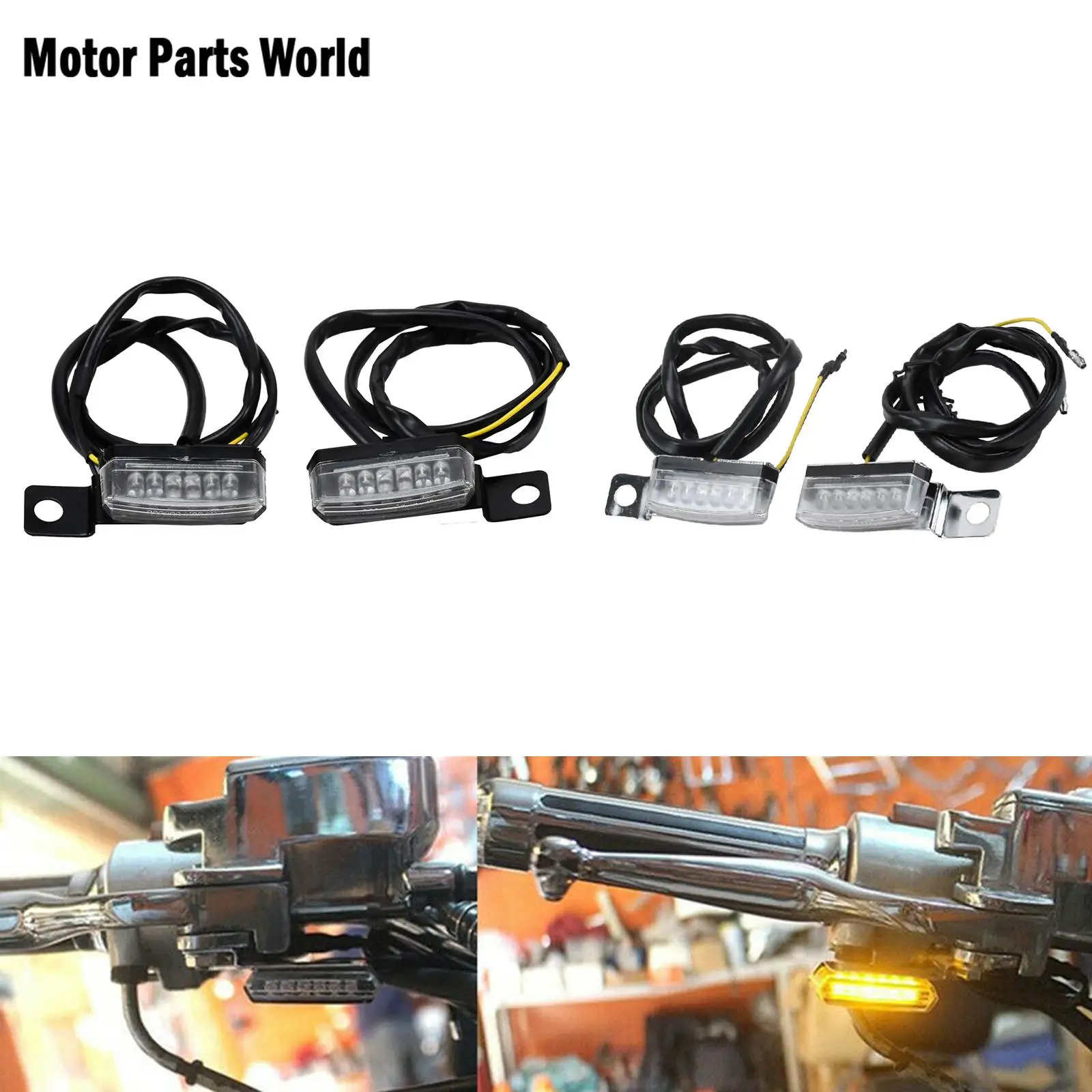 

2XMotorcycle Mini LED Turn Signal Light Black/Chrome Indicator Lamp E-Mark For Harley Touring Dyna Sportster XL883 1200 Custom