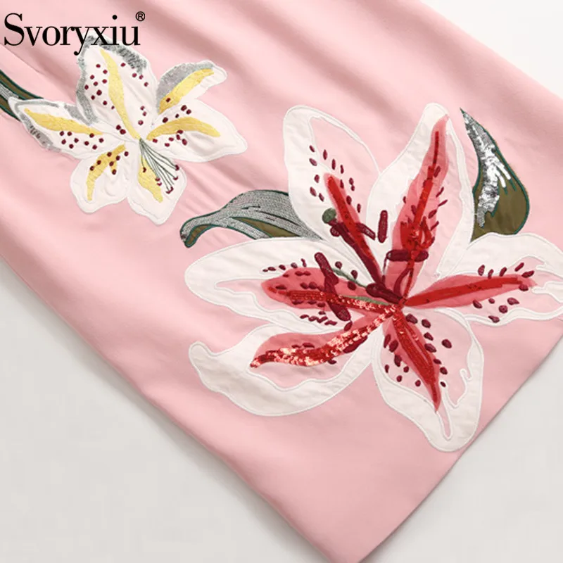 Svoryxiu 2019 подиум на заказ осеннее розовое платье миди женские элегантные вечерние