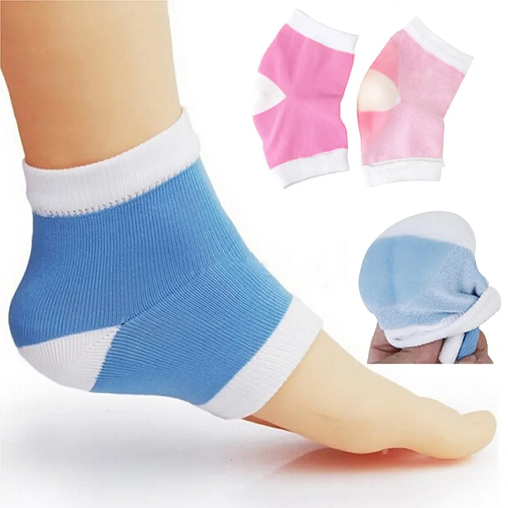 

1pair Soft Breathable Fabric Socks Toe-less Socks Gel Heel Socks Silicone Moisturizing Gel Heel Socks Cracked Foot Skin Care