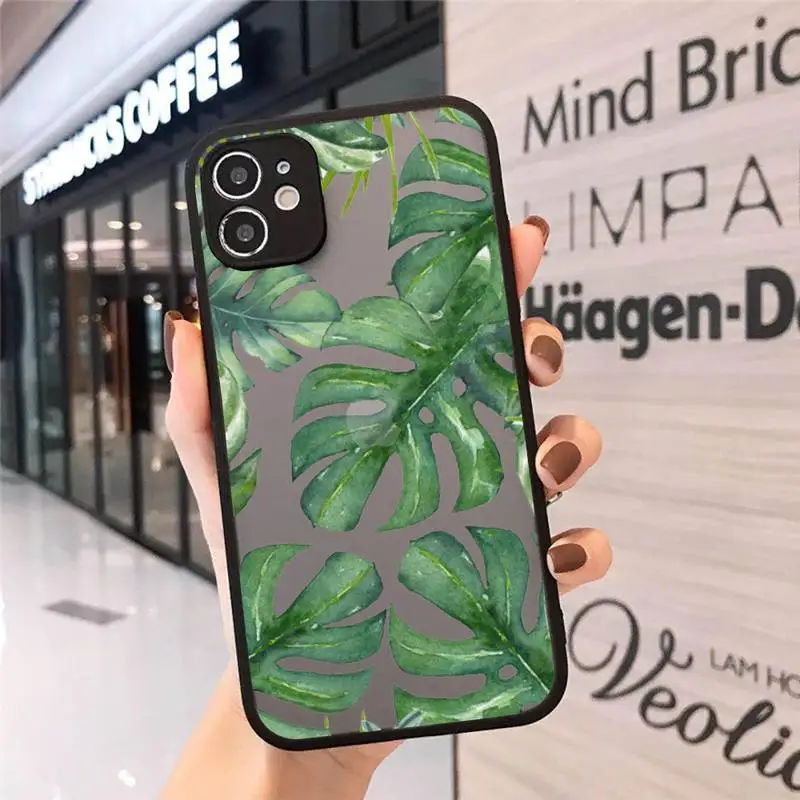 

Vintage Banana Leaves Phone Cases Matte Transparent for iPhone 7 8 11 12 s mini pro X XS XR MAX Plus cover funda