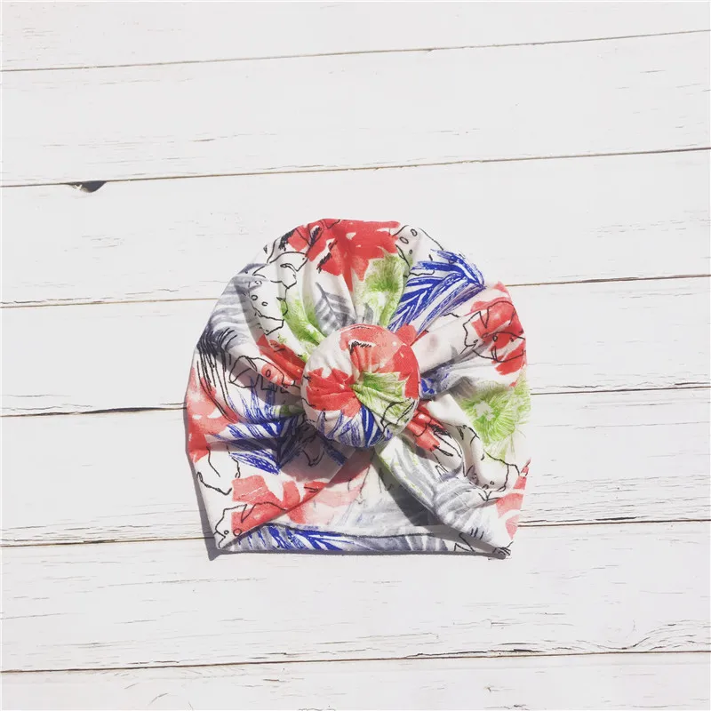 Baby Girls Floral Printed Colored Donut Hats BeBe Turban Headb Hood Newborn Bow Knotted Cap Unisex Cotton Soft Cute Flower | Детская
