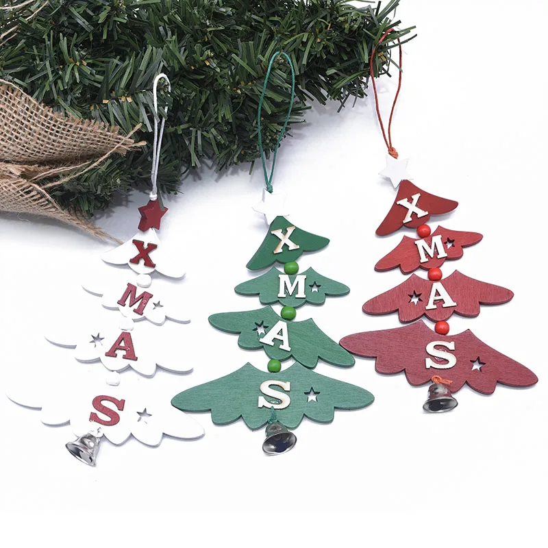 Multi Style Christmas Wooden Pendant Creative Wood Craft Ornaments DIY Chriatmas Tree Hanging Decoration Xmas Gift Supplies