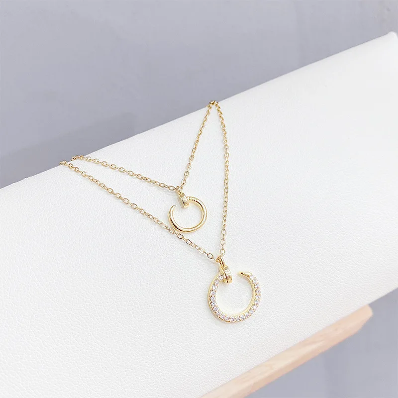 

14k Gold Plated Pierced Necklace Shining Bling AAA Zircon Women Clavicle Chain Elegant Charm Wedding Pendant Jewelry