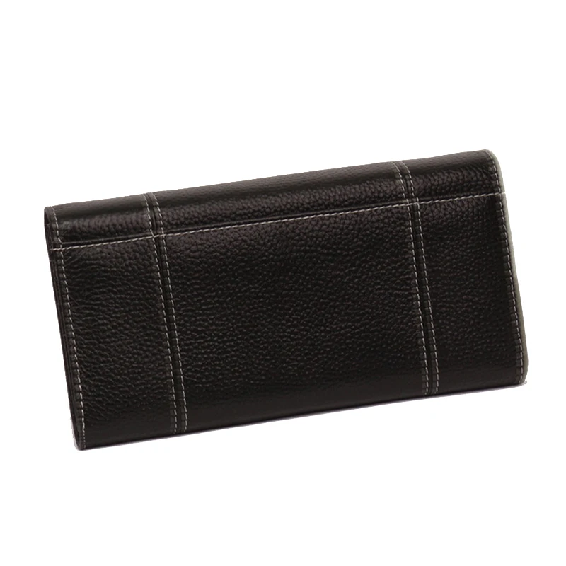 Женский кошелек с длинной пряжкой из воловьей кожи клатч тремя отделениями для