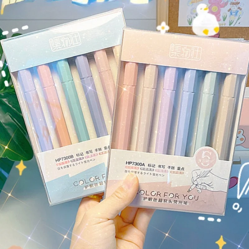 

6PCS/LOT Gentle Morandi Colors Theme Eye Friendly Highlighters 2022 Creative School Office Supplies Colorful Liners