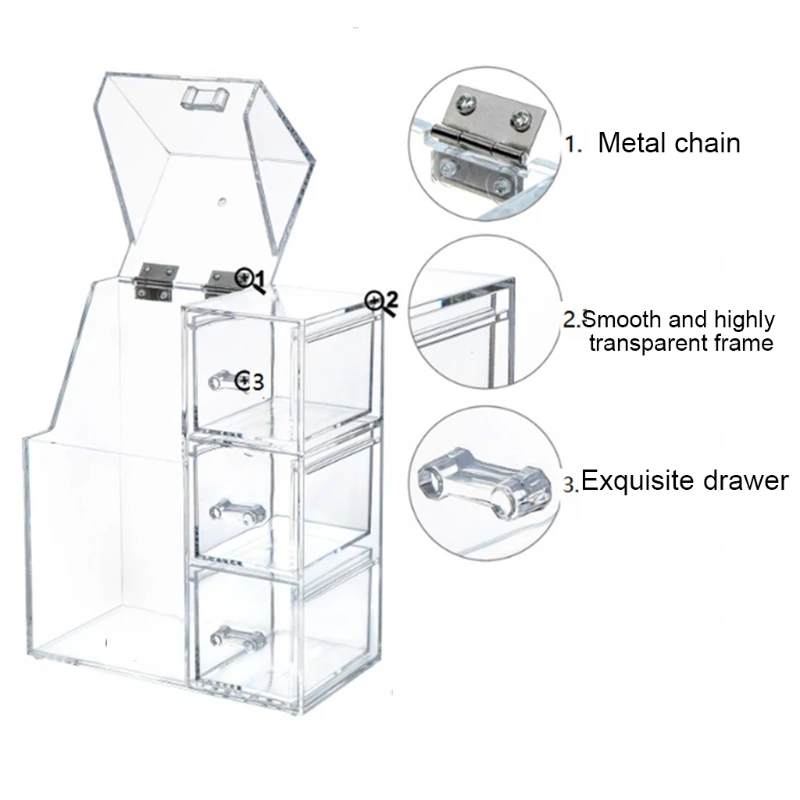 

Держатель для кистей для макияжа с пылезащитной крышкой, ящик с бесплатным жемчугом, акриловый прозрачный косметический Органайзер для туа...