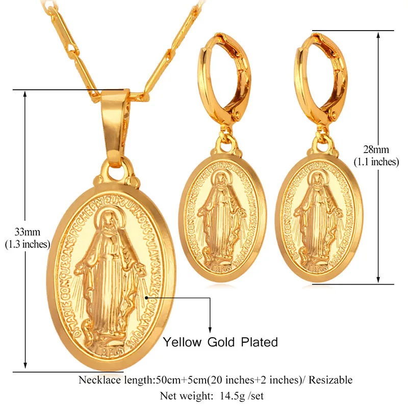 Collare Virgin Mary Jewelry Sets For Women Gold/Silver Color Mother Religious Christian Earrings Necklace S204 | Украшения и
