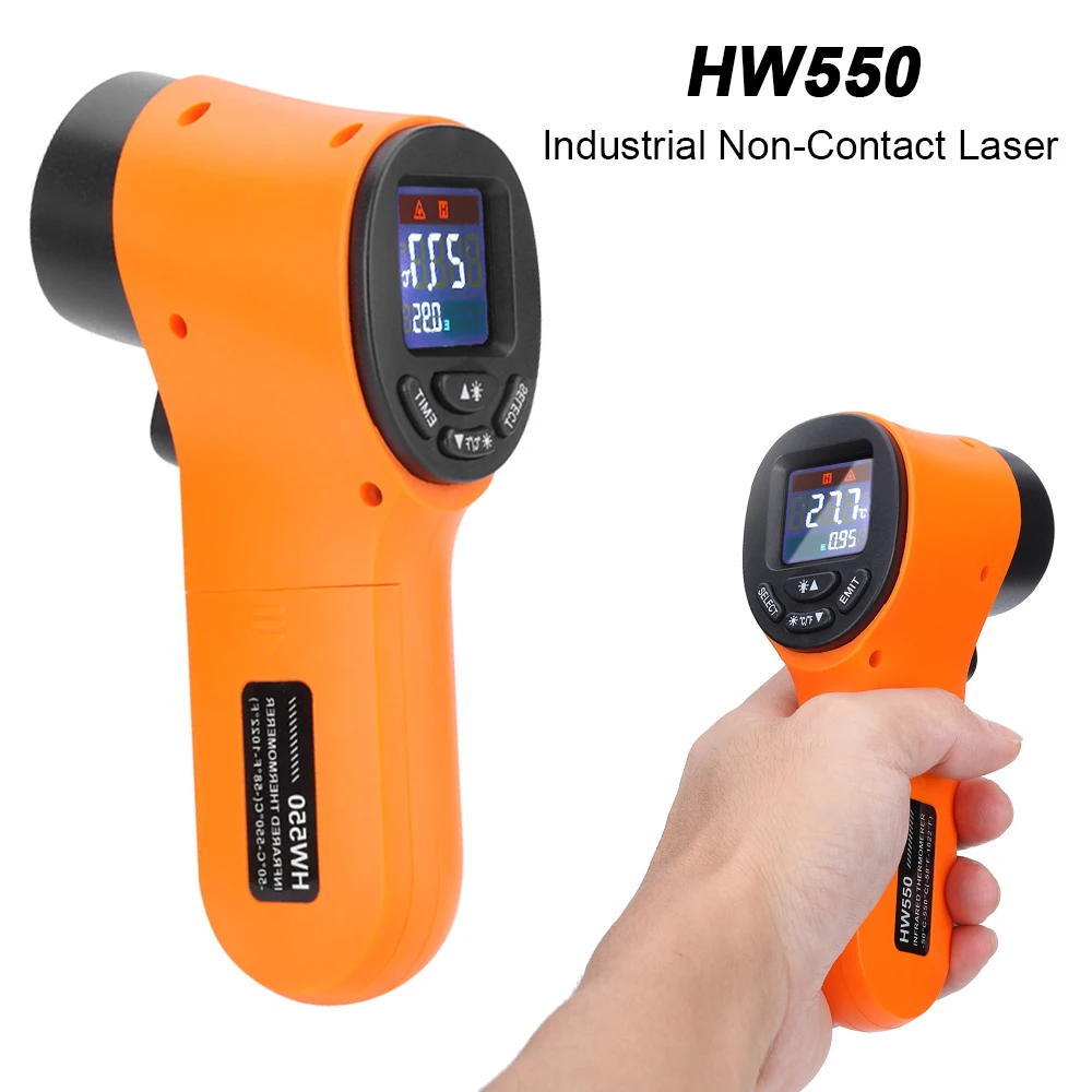 

Digital Infrared Thermometer -50~550℃ Non Contact Pyrometer LCD Display IR Termometro Laser Temperature Meter