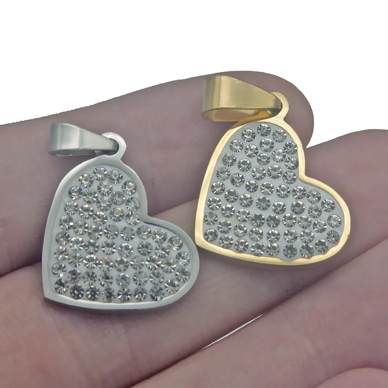 Цепочка с подвеской в виде сердца из нержавеющей стали фианитами | Украшения и