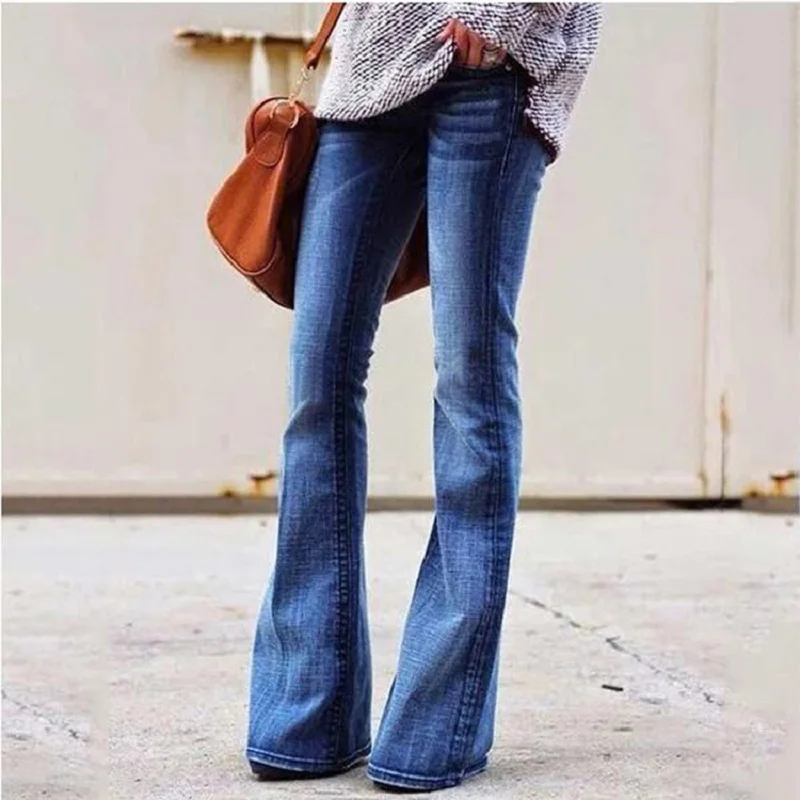 

Flared Pants Women New Womens Jeans Stretch Flared Jeans Woman Slim Fit Broeken Dames Washed Womens Pants Flares Denim Trousers