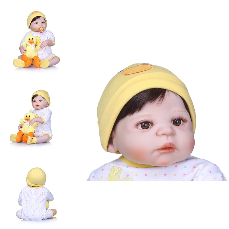 

NPK 55cm Newborn Doll Silicone Realistic Full Body Bebe Reborn Doll Baby Toddler Dolls Sweet Pink Bath Toys For Girls Boy Dolls