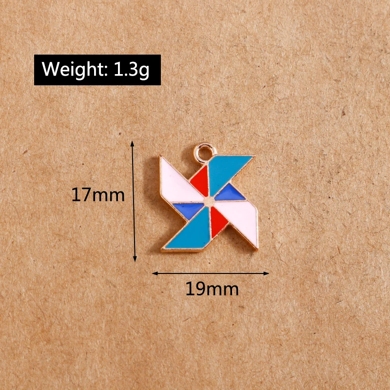 

10pcs/lot 17*19mm Enamel Windmill Charms Keychain Accessories Fashion Winnower Pendants for Necklaces Bracelets DIY Findings