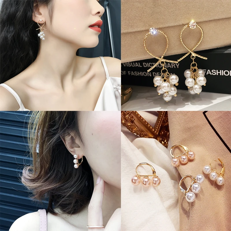 Женские серьги с искусственным жемчугом в Корейском стиле для выпускного вечера