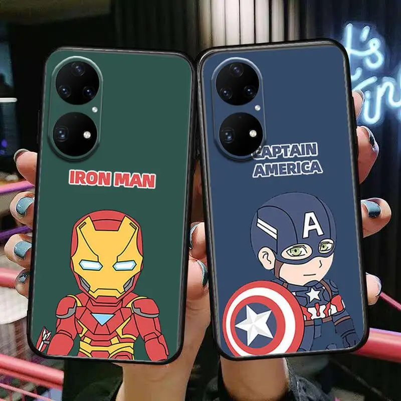 

Marvel Phone Case For Huawei p50 P40 p30 P20 10 9 8 Lite E Pro Plus Black Etui Coque Painting Hoesjes comic fas