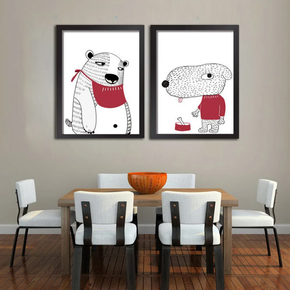 Настенная картина мультяшный милый плакат на холсте роспись в нордическом