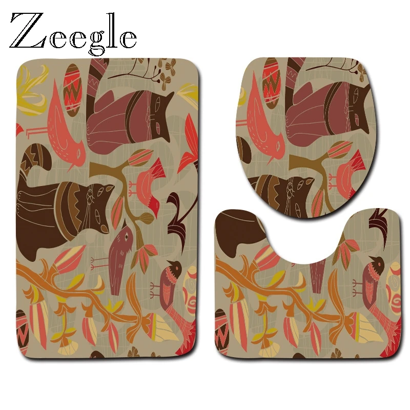Zeegle 3D набор ковриков для душа с принтом черепа 3 шт набор ковриков для ванной комнаты крышка для унитаза Противоскользящий коврик для ванной комнаты коврик для пола коврик для ванной