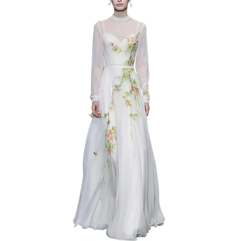 

American Fashion Style Printed Chiffon Dress