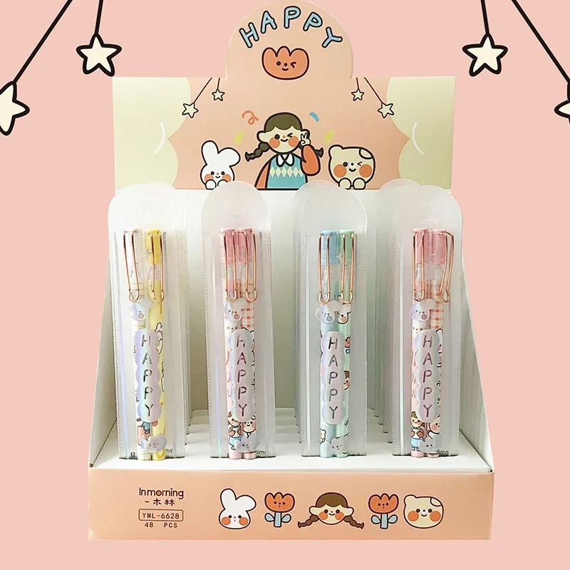 

48 шт./лот Kawaii Кролик Девочка гелевая ручка милые 0,5 мм черные чернила Подпись Ручки рекламный подарок офисные школьные принадлежности