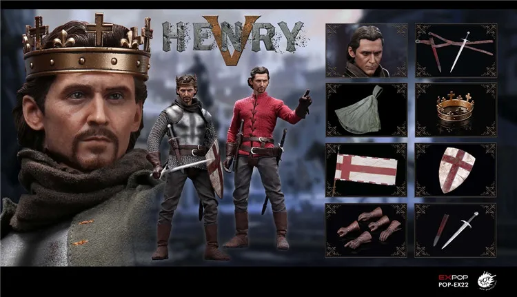 POPTOYS 1/6 EX22 King Henry V of England (двойная голова) Коллекция военных лошадей фигурка для