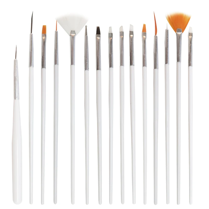 

Кисть для нейл-арта, 15 шт., кисть для маникюра и геля, ультратонкая кисть для рисования линий, акриловая жидкая пудра, гель для резьбы, для ней...