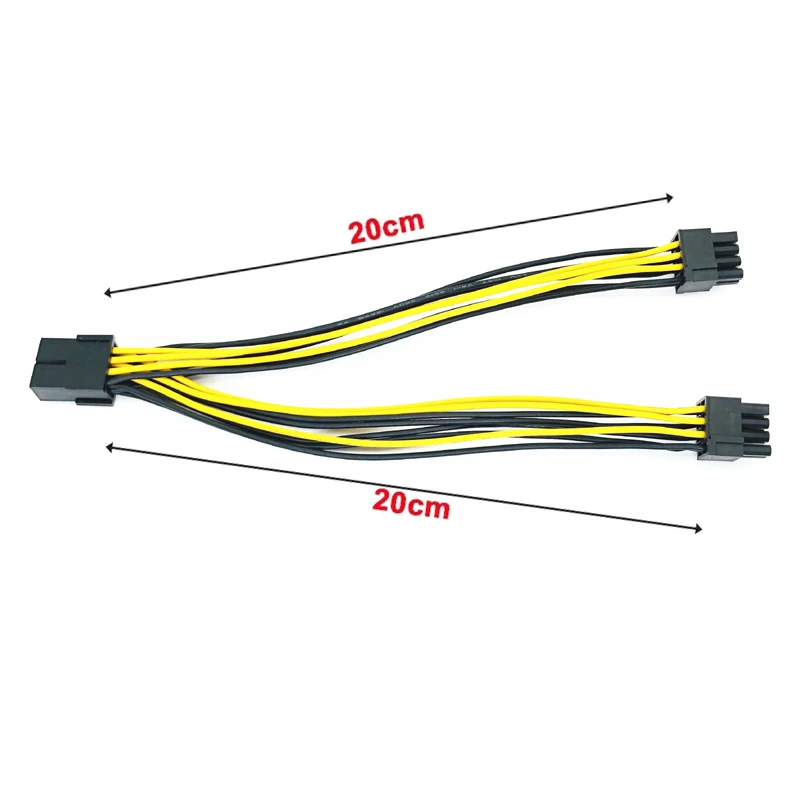 Переходник для видеокарты PCI-Express PCIE 8 Pin/Dual (6 + 2) Pin VGA кабель питания 20 см майнинга