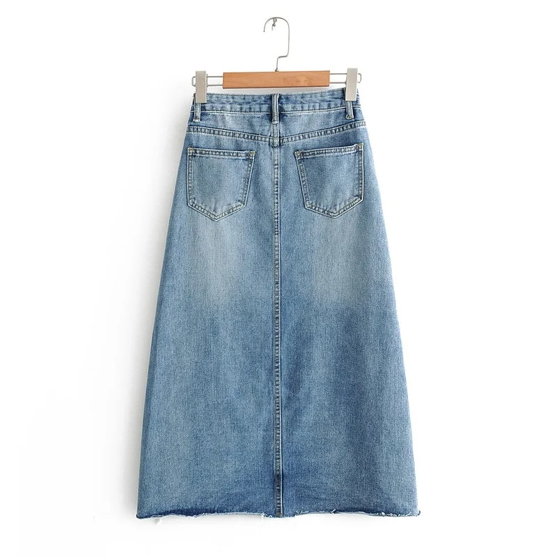 

Summer Korean Denim Skirt, High-waisted Hem, Irregular Frayed Denim Skirt, Niche Design, Frayed Mid-length Denim Skirt 2021 New