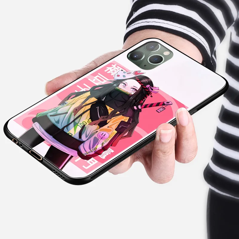 Мягкий силиконовый стеклянный чехол для телефона Kamado Nezuko Kimetsu no Yaiba iPhone SE 6 6s 7 8 Plus X