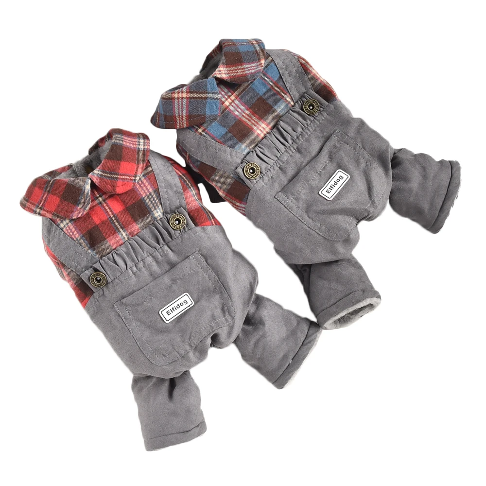 

Джинсовые брюки для девочек, комбинезон для собаки, дизайнерская рубашка для питомца красного и синего цвета, зимняя теплая одежда для соба...