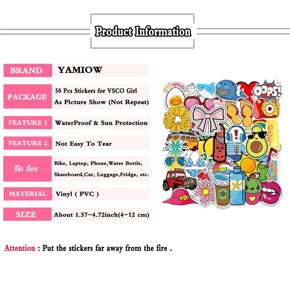 50 шт. Мультяшные наклейки VSCO для девочек милые аниме ноутбука чемодана