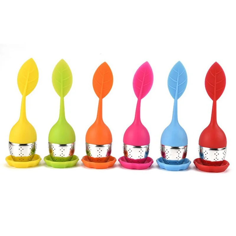 

1Pcs Tea Sweet Leaf Silicone Tea Infuser Reusable Strainer Drop Tray Tea Tools