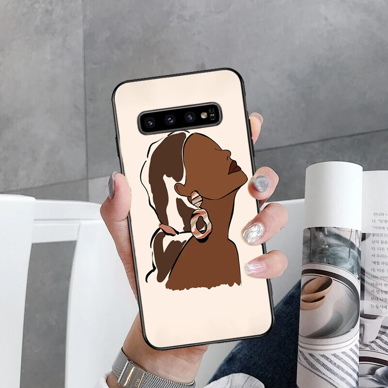 

Abstract fashion vintage girl Art Line Phone Cases For Samsung Galaxy S20 Ultra S20 Plus S10 S9 S8 Plus S7 Edge S21 Plus