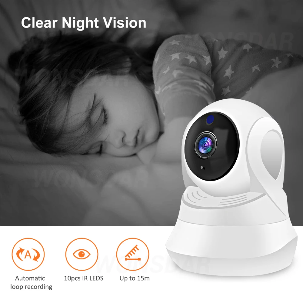 Wonsdar 1080P домашняя Wi-Fi IP камера AI интеллектуальное автоматическое слежение