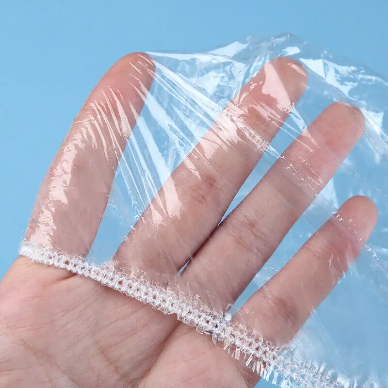 100x Disposable Shower Caps Bathing Elastic Clear Hair Tanning Protector Hat | Дом и сад