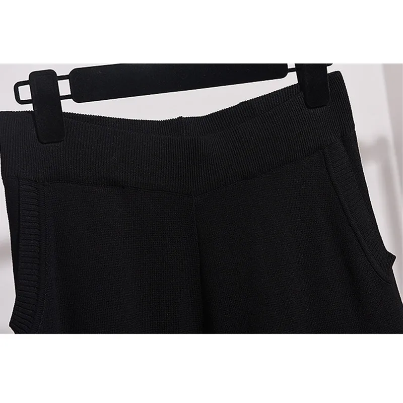 Женский вязаный спортивный костюм свободный свитер с блестками и длинным