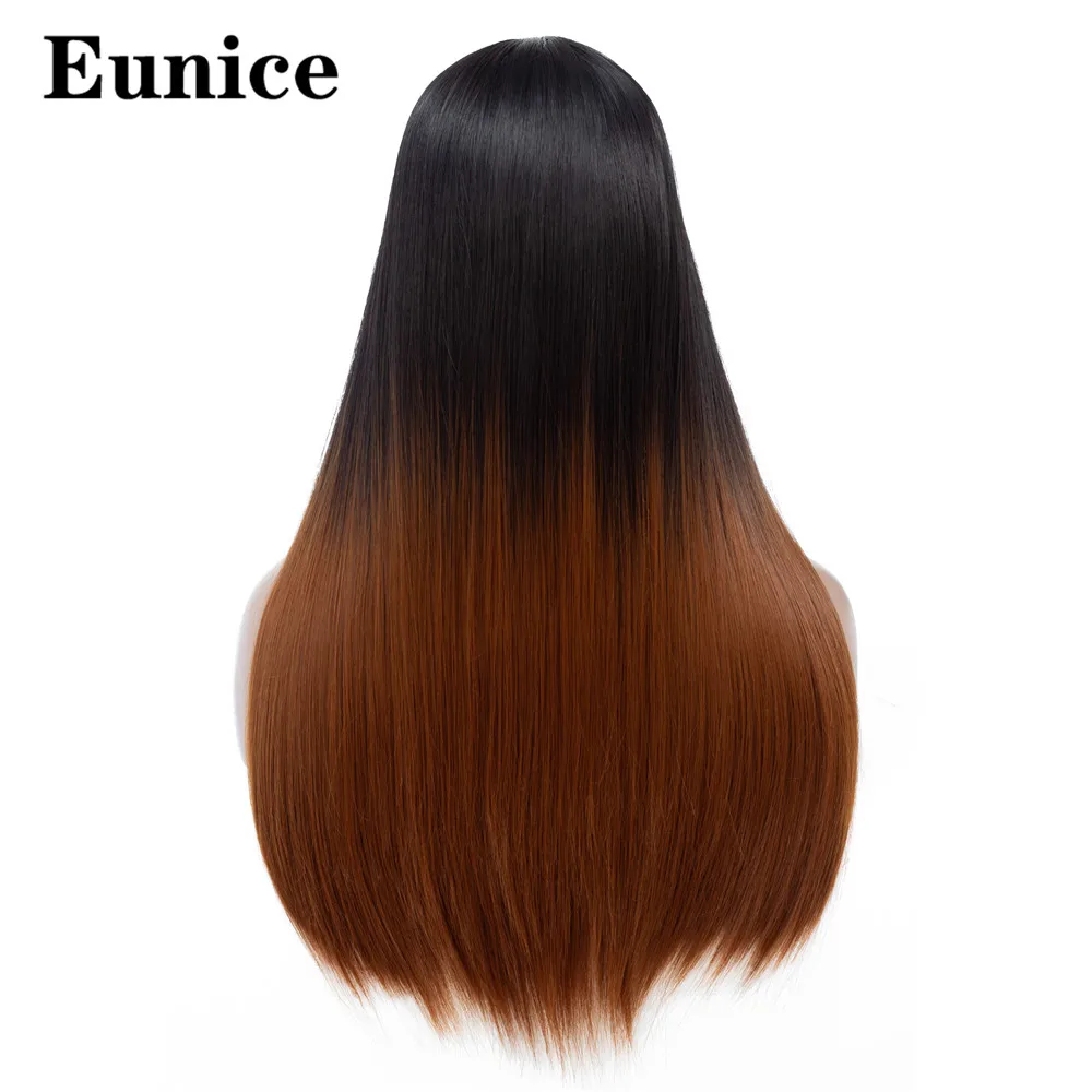 Ombre light brown Синтетический Средний парк темный корень женский черный длинные шелковистые прямые парики Омбре Красный Розовый Синий Коричневый Серый косплей парики для женщин - Цвет: Ombre light brown