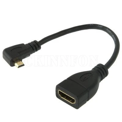 100 шт./лот микро HDMI совместимый штекер Женский адаптер кабель 15 см 90 градусов